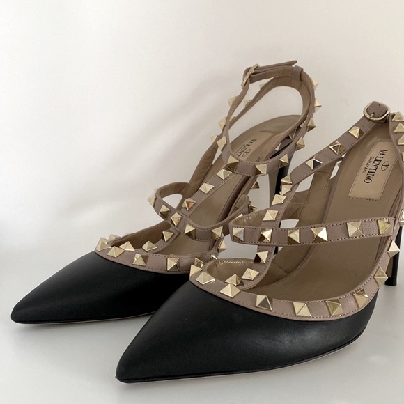 Valentino Rockstud Leather Sling Back Shoes Heels - Picture 5 of 15